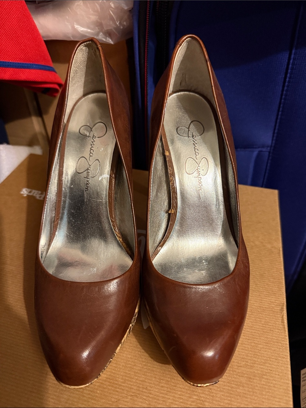 Jessica Simpson Brown Pointed-Toe Leather Pumps